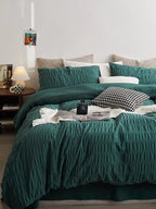 Minimal Bubble Textured Bedding Set / Blue Ever Lasting