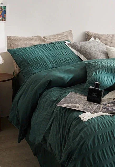 Minimal Bubble Textured Bedding Set / Blue Ever Lasting