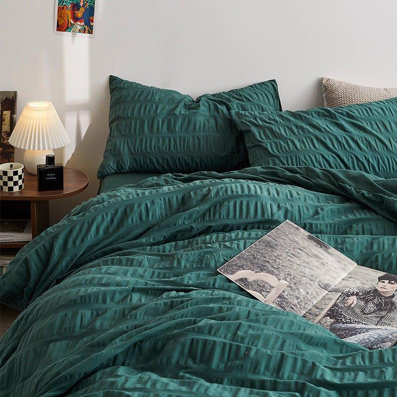 Minimal Bubble Textured Bedding Set / Blue Ever Lasting