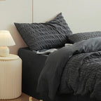 Minimal Bubble Textured Bedding Set / Blue Ever Lasting