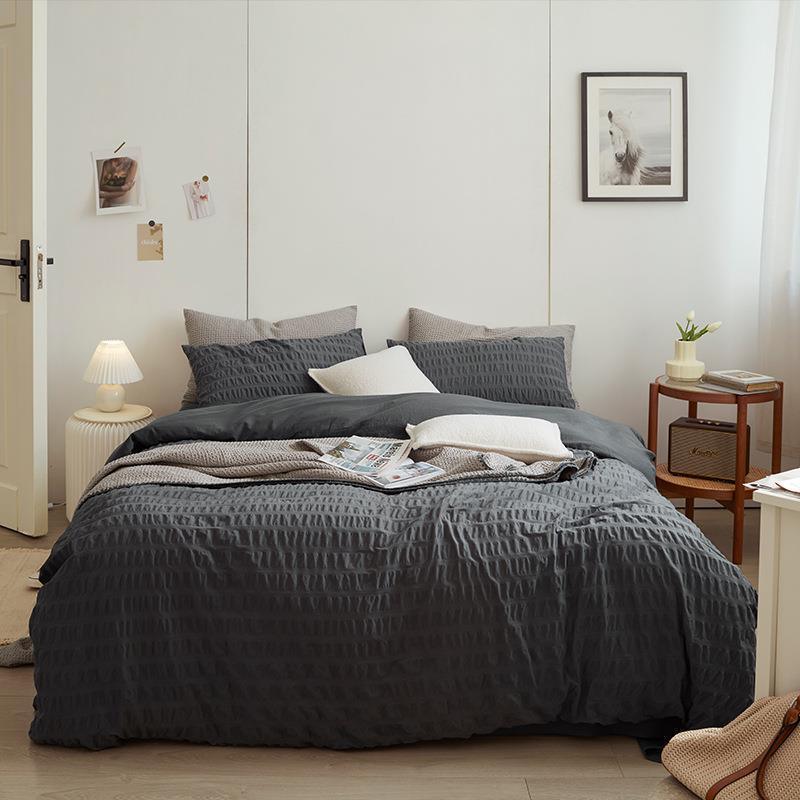 Minimal Bubble Textured Bedding Set / Blue Ever Lasting