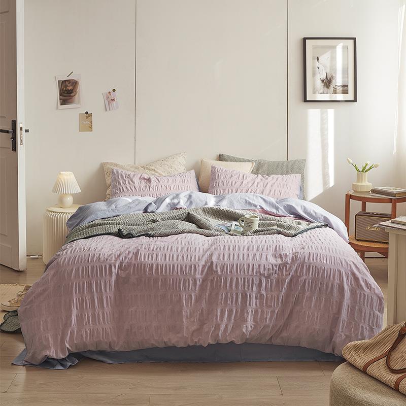Minimal Bubble Textured Bedding Set / Blue Ever Lasting