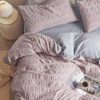 Minimal Bubble Textured Bedding Set / Blue Ever Lasting