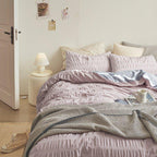 Minimal Bubble Textured Bedding Set / Blue Ever Lasting