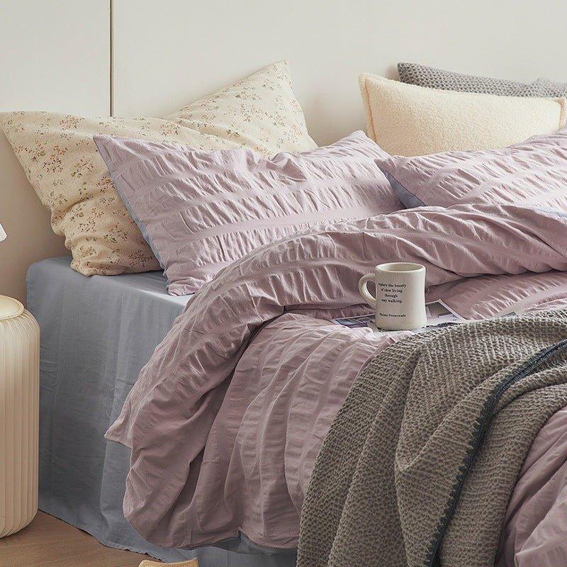 Minimal Bubble Textured Bedding Set / Blue Ever Lasting