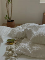 Minimal Bubble Textured Bedding Set / Blue Ever Lasting