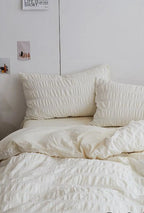 Minimal Bubble Textured Bedding Set / Blue Ever Lasting