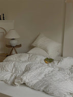 Minimal Bubble Textured Bedding Set / Blue Ever Lasting