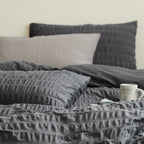 Minimal Bubble Textured Bedding Set / Blue Ever Lasting