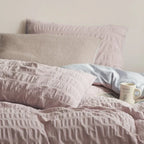 Minimal Bubble Textured Bedding Set / Blue Ever Lasting