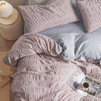 Minimal Bubble Textured Bedding Set / Blue Ever Lasting