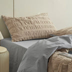 Minimal Bubble Textured Bedding Set / Blue Ever Lasting