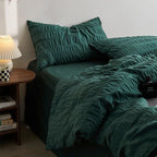 Minimal Bubble Textured Bedding Set / Blue Ever Lasting
