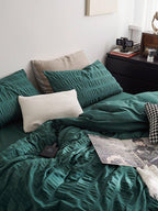 Minimal Bubble Textured Bedding Set / Blue Ever Lasting