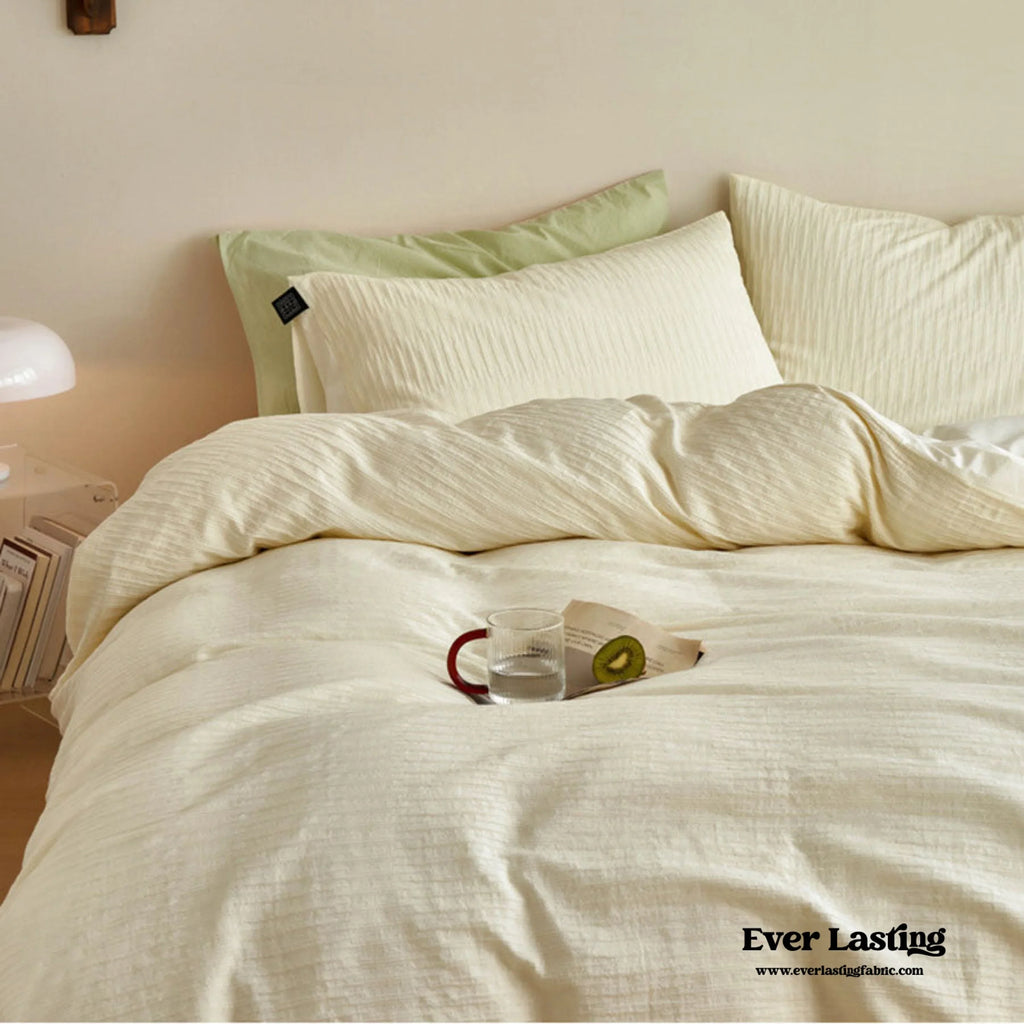 Minimal Jacquard Bedding Set / Pink Green Ever Lasting