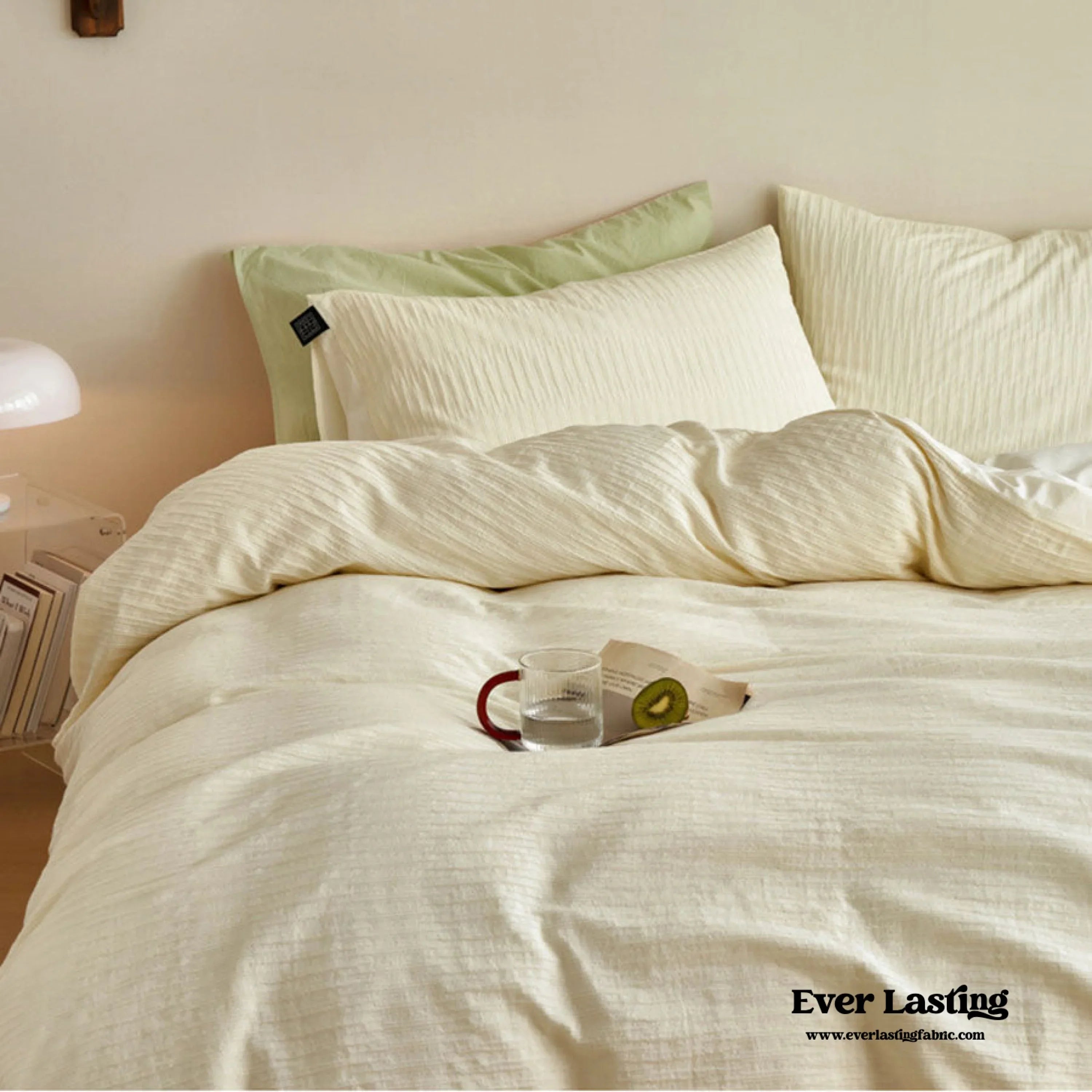 Minimal Jacquard Bedding Set / Pink Green Ever Lasting