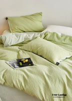 Minimal Jacquard Bedding Set / Pink Green Ever Lasting