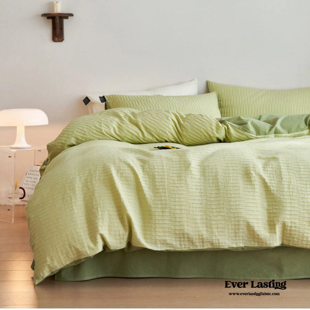 Minimal Jacquard Bedding Set / Pink Green Ever Lasting