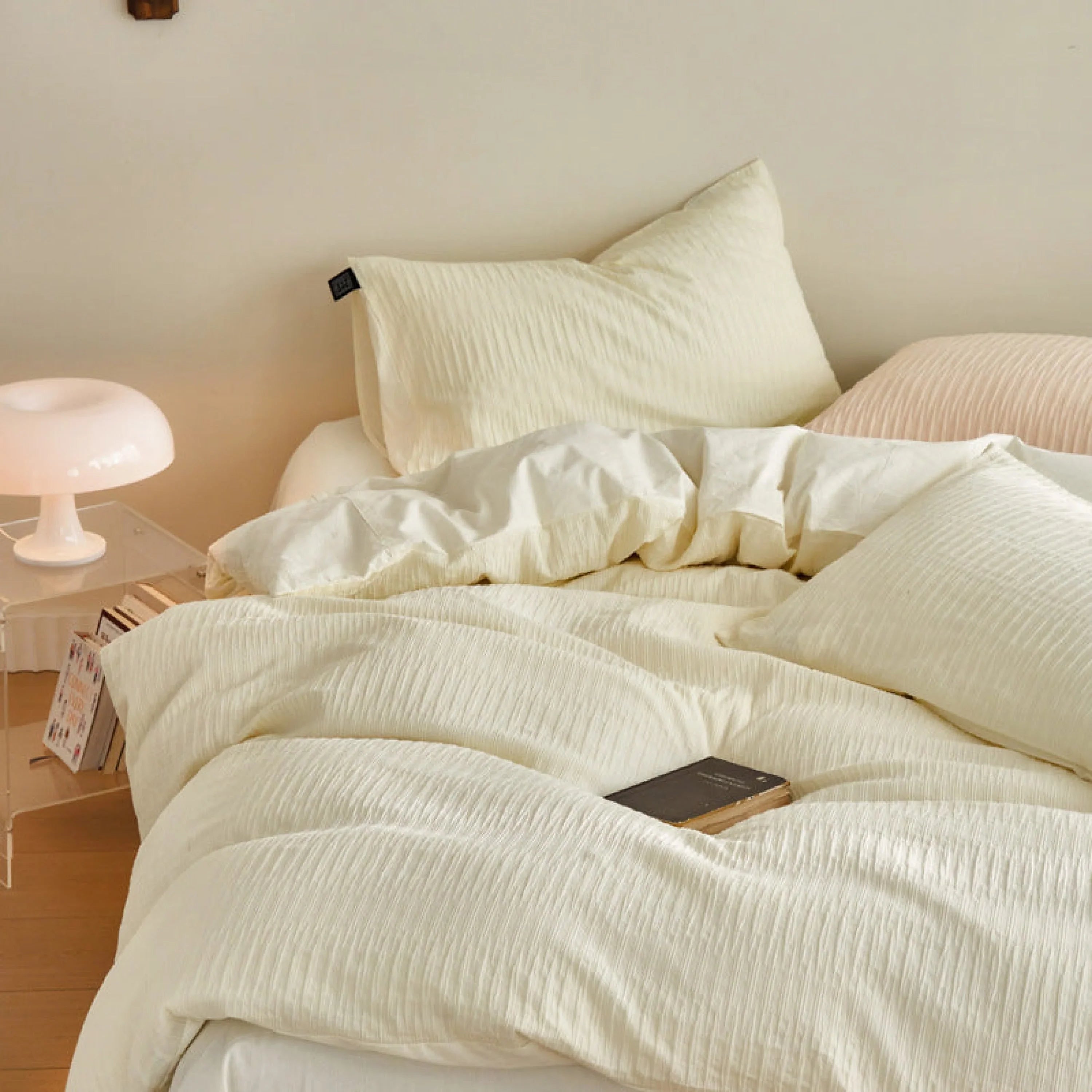 Minimal Jacquard Bedding Set / Pink Green Ever Lasting