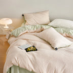 Minimal Jacquard Bedding Set / Pink Green Ever Lasting