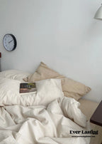Minimal Mixed Gingham Bedding Set / Gray & Black Ever Lasting