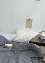 Minimal Mixed Gingham Bedding Set / Gray & Black Ever Lasting