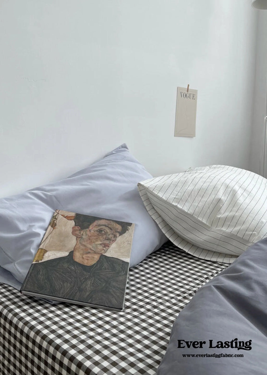 Minimal Mixed Gingham Bedding Set / Gray & Black Ever Lasting