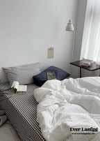 Minimal Mixed Gingham Bedding Set / Gray Ever Lasting