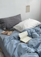 Minimal Mixed Gingham Bedding Set / Gray & Black Ever Lasting