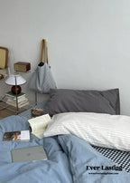 Minimal Mixed Gingham Bedding Set / Gray Ever Lasting
