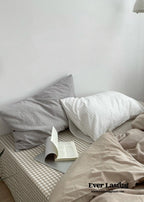 Minimal Mixed Gingham Bedding Set / Gray Ever Lasting