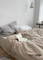 Minimal Mixed Gingham Bedding Set / Gray & Black Ever Lasting