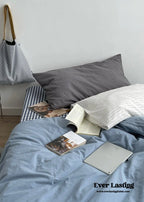 Minimal Mixed Gingham Bedding Set / Gray & Black Ever Lasting