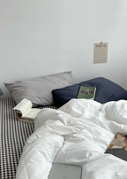 Minimal Mixed Gingham Bedding Set / Gray Ever Lasting