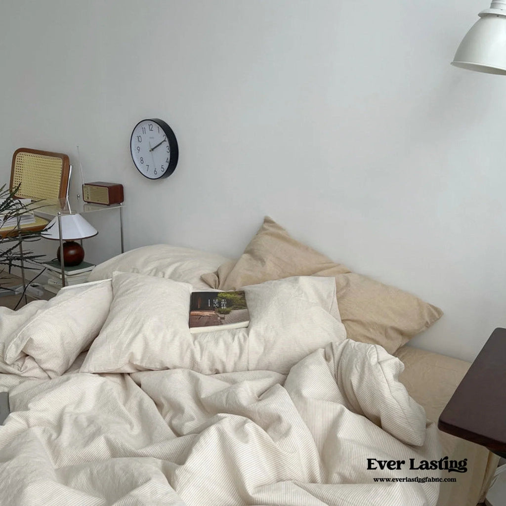 Minimal Mixed Gingham Bedding Set / Gray Ever Lasting