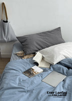 Minimal Mixed Gingham Bedding Set / Gray Ever Lasting