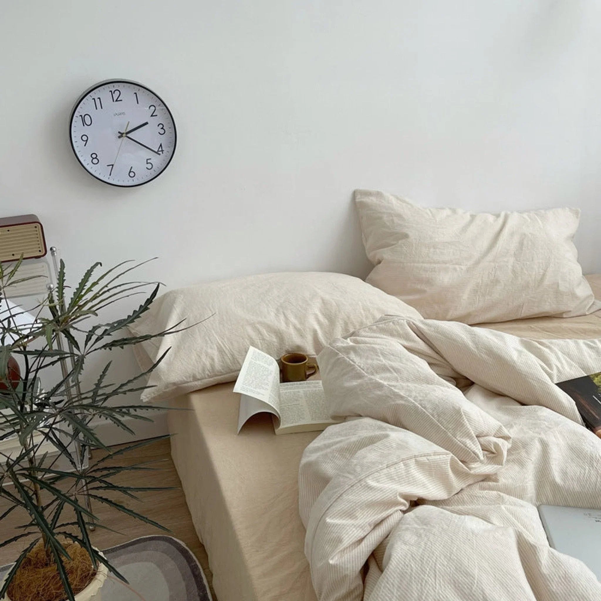 Minimal Mixed Gingham Bedding Set / Gray Ever Lasting