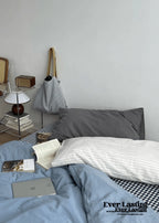 Minimal Mixed Gingham Bedding Set / Gray Ever Lasting