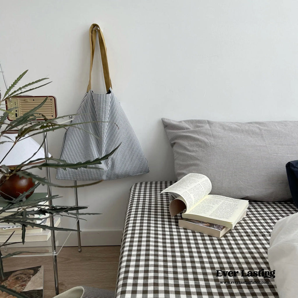 Minimal Mixed Gingham Bedding Set / Gray Ever Lasting