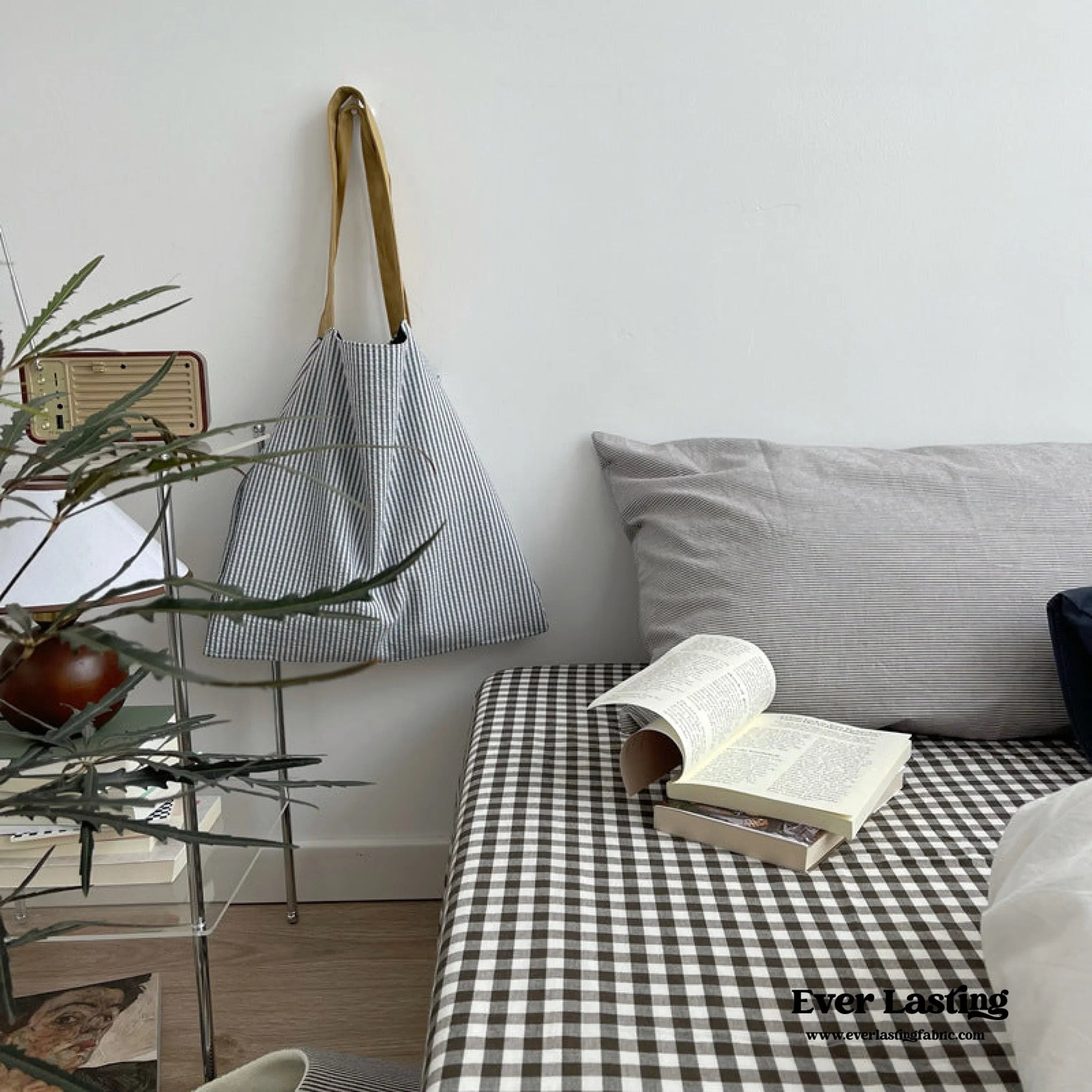 Minimal Mixed Gingham Bedding Set / Gray Ever Lasting