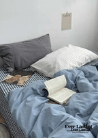 Minimal Mixed Gingham Bedding Set / Gray Ever Lasting