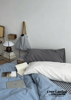 Minimal Mixed Gingham Bedding Set / Gray Ever Lasting