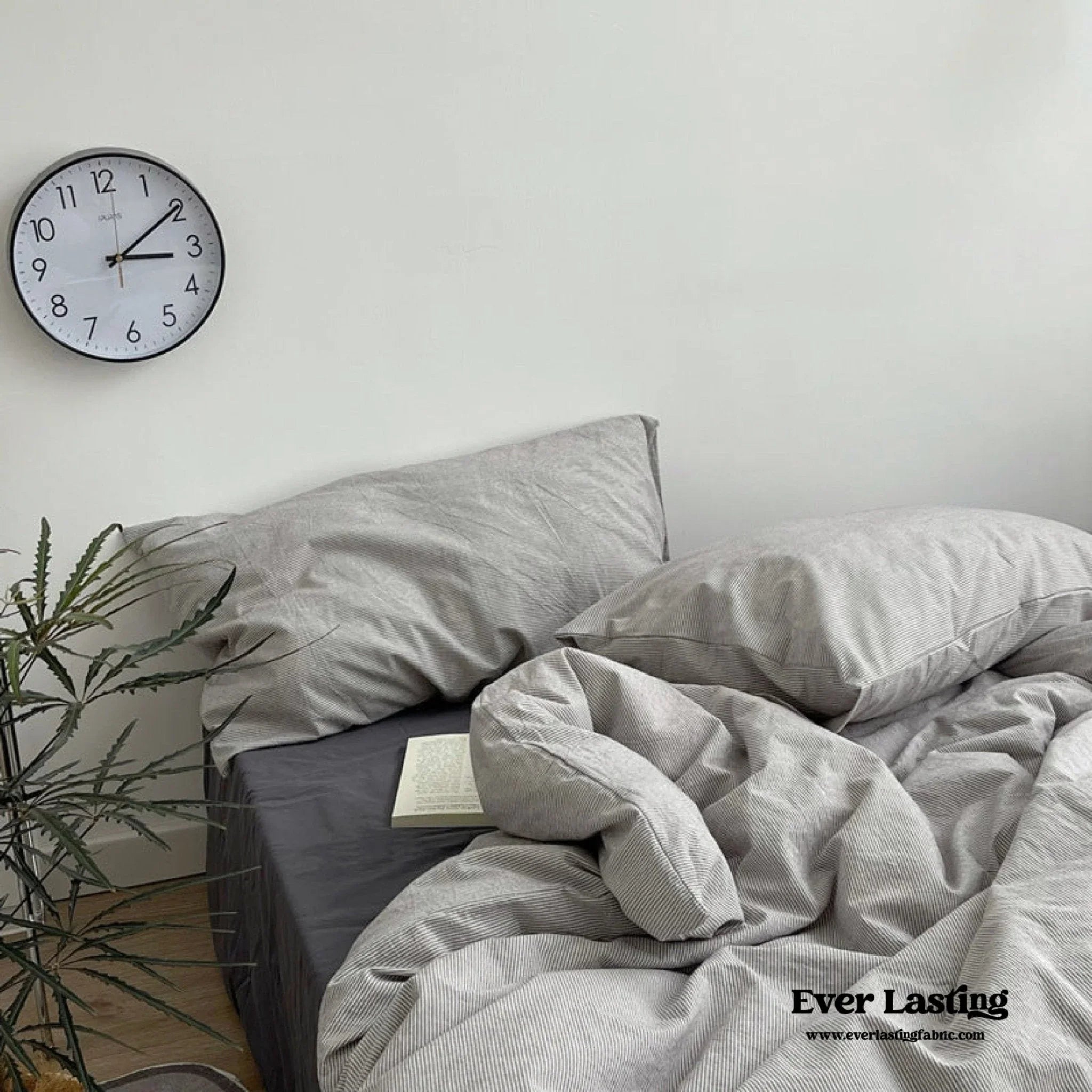 Minimal Mixed Gingham Bedding Set / Gray Ever Lasting