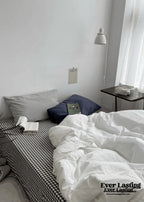 Minimal Mixed Gingham Bedding Set / Gray Ever Lasting