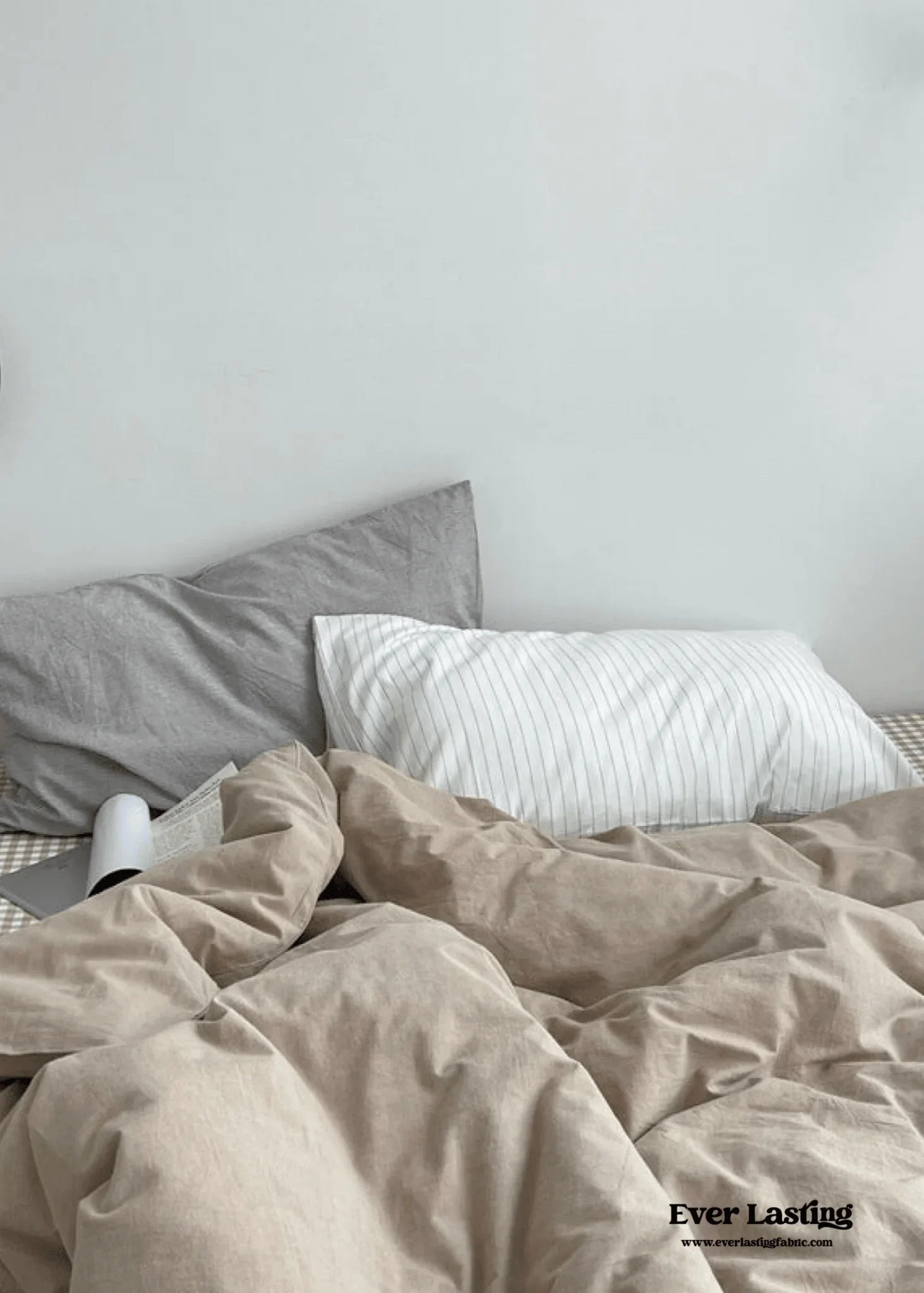 Minimal Mixed Gingham Bedding Set / Gray Ever Lasting