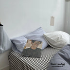 Minimal Mixed Gingham Bedding Set / Gray Ever Lasting