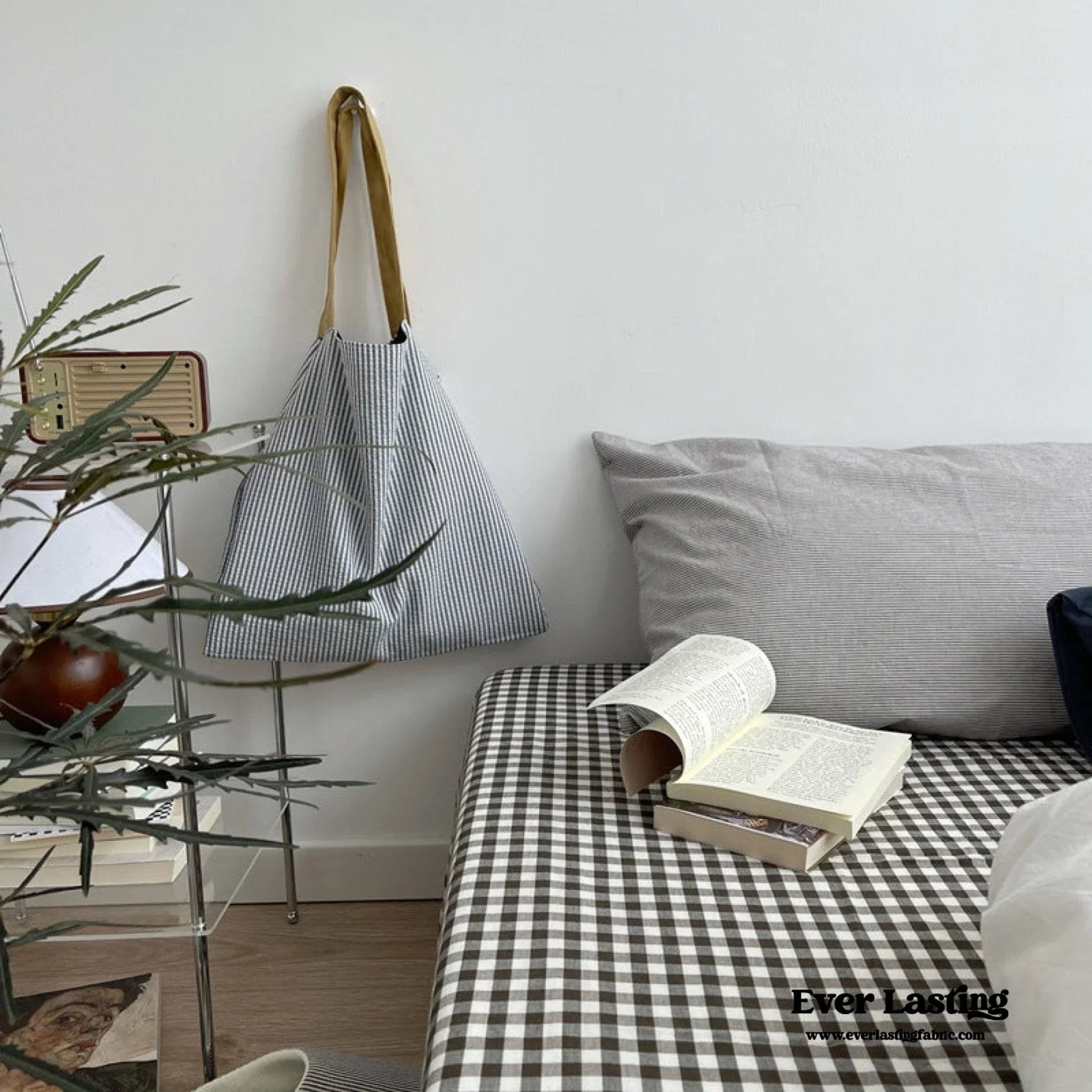 Minimal Mixed Gingham Bedding Set / Gray Ever Lasting