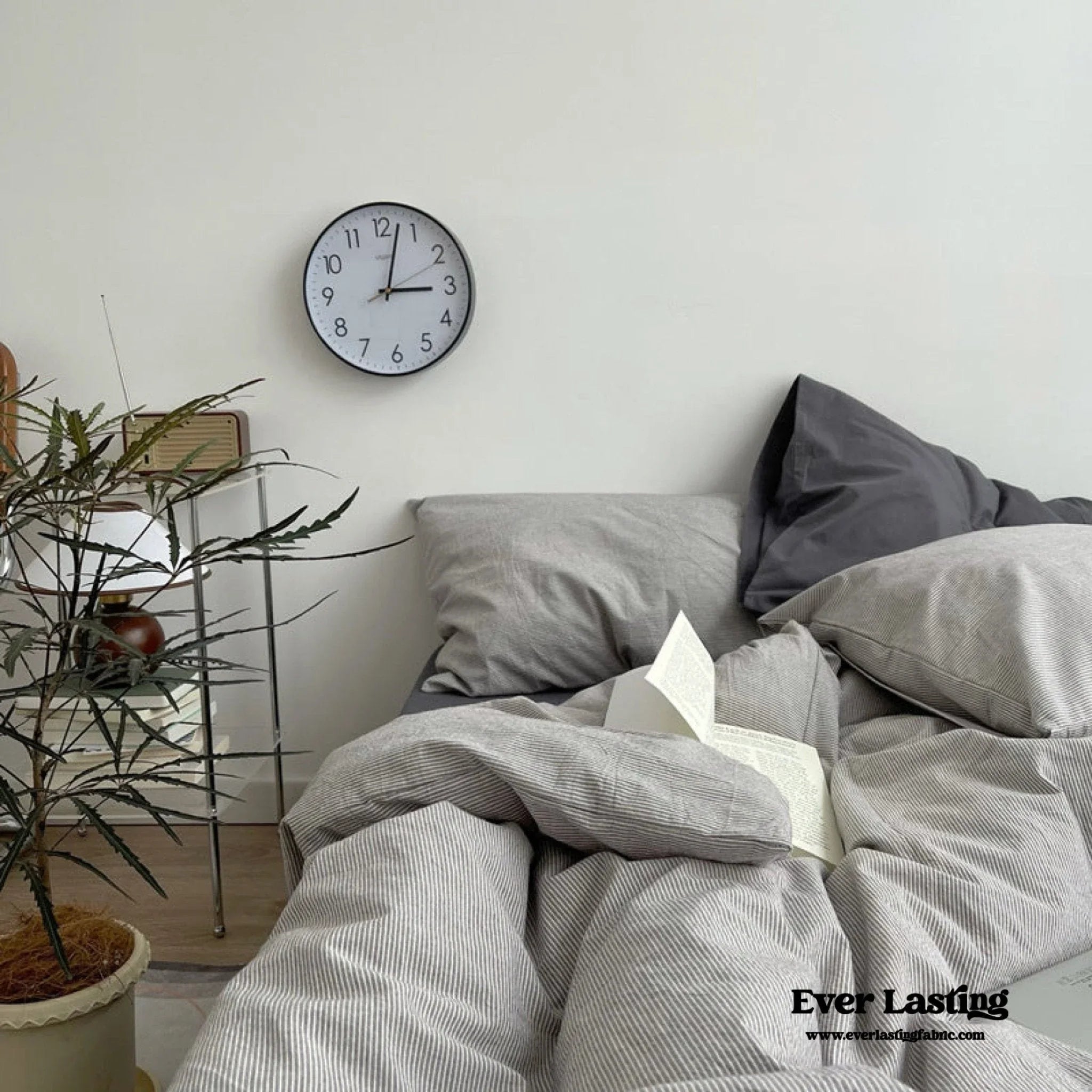 Minimal Mixed Gingham Bedding Set / Gray Ever Lasting