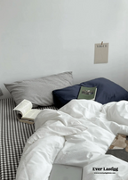 Minimal Mixed Gingham Bedding Set / Gray Ever Lasting