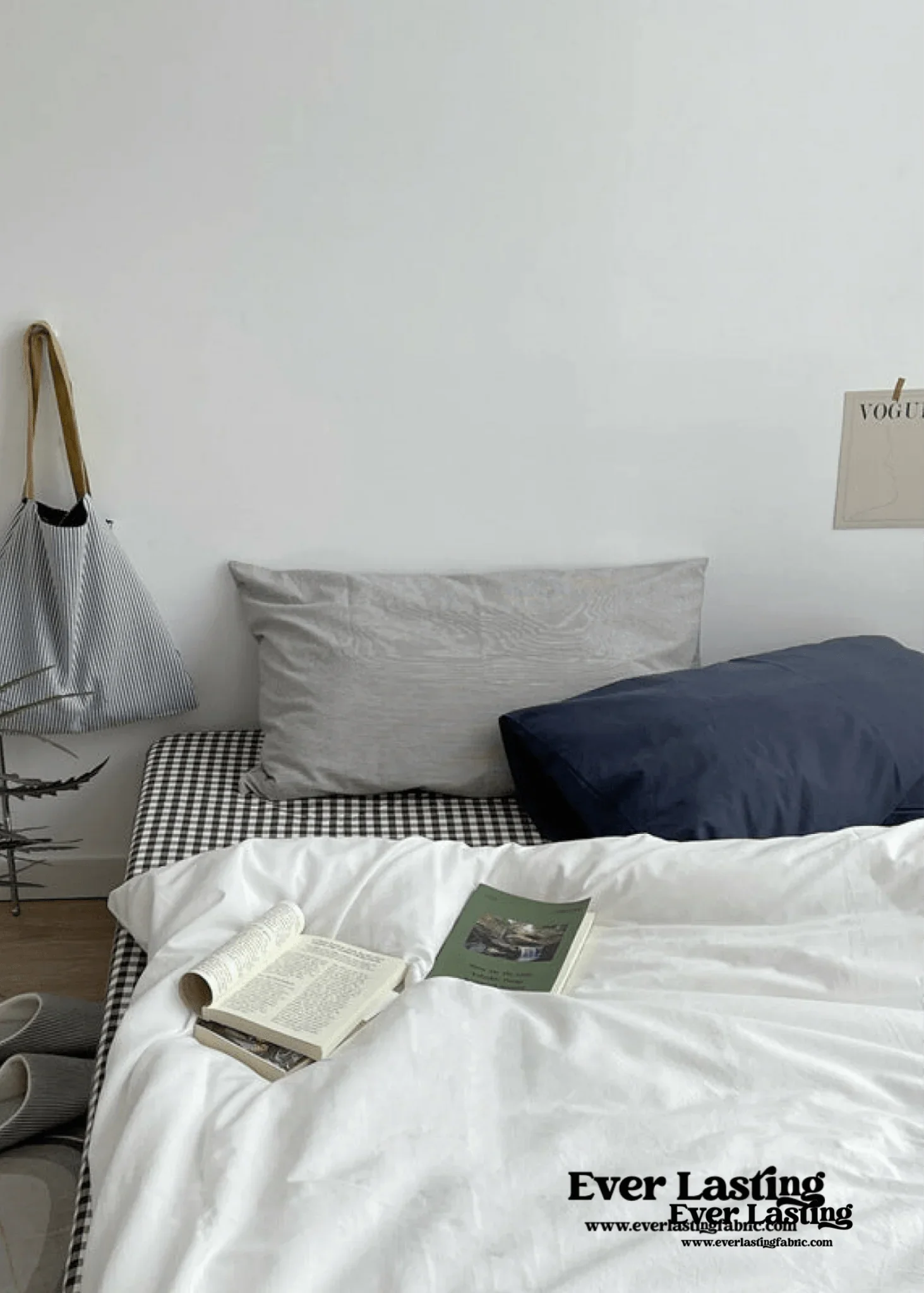 Minimal Mixed Gingham Bedding Set / Gray Ever Lasting